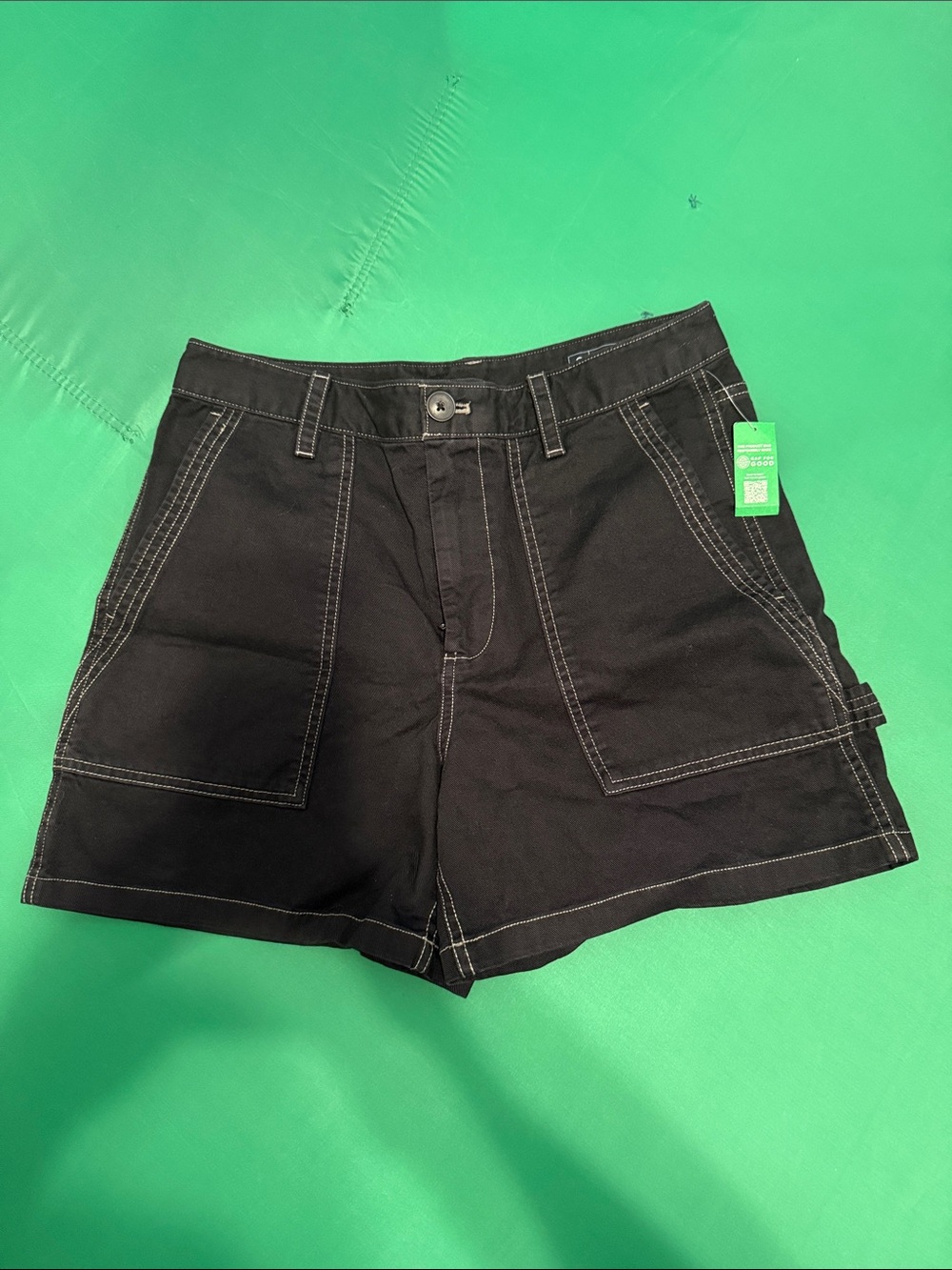 Black Women's Utility Shorts with Contrast Stitching